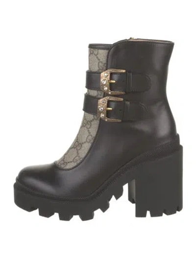Pre-owned Gucci Leather Lace-up Boots W/ Tags In Black