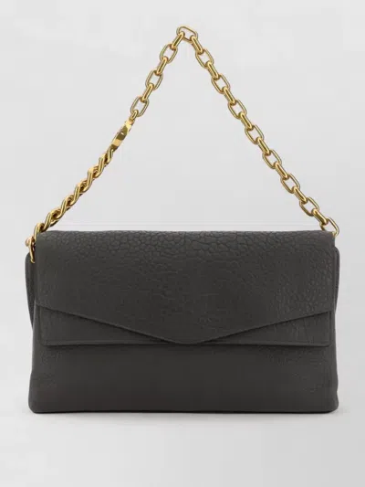 Gucci Leather Large Shoulder Clutch Bag Chain Strap In Brown