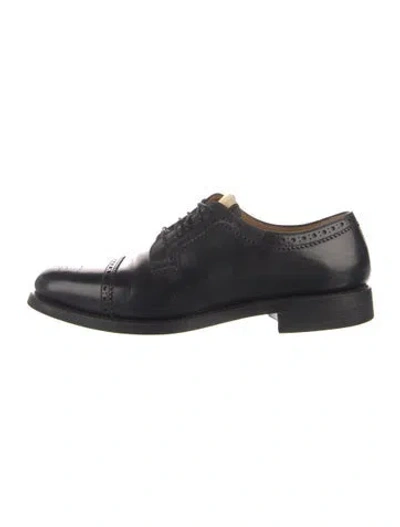 Pre-owned Gucci Leather Lasercut Accents Brogues In Black