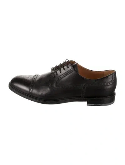 Pre-owned Gucci Leather Lasercut Accents Brogues In Black