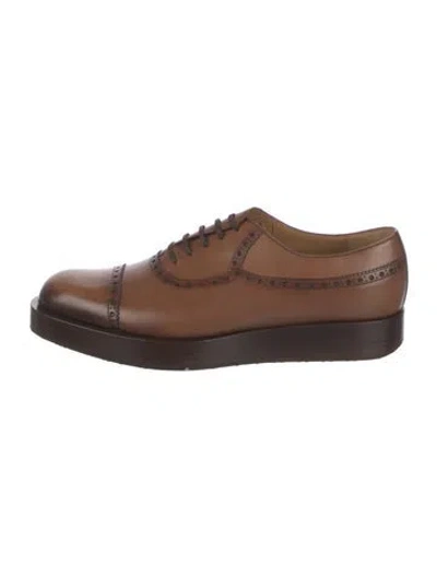 Pre-owned Gucci Leather Lasercut Accents Brogues In Brown