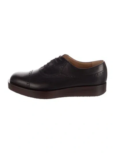 Pre-owned Gucci Leather Lasercut Accents Brogues In Brown
