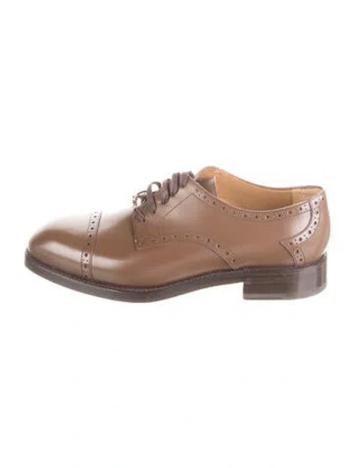 Pre-owned Gucci Leather Lasercut Accents Brogues In Brown