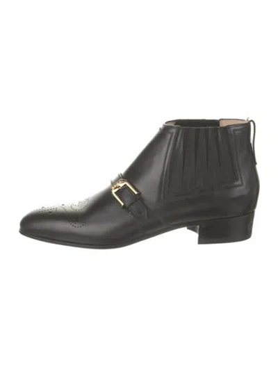 Pre-owned Gucci Leather Lasercut Accents Chelsea Boots In Black