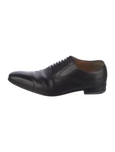 Pre-owned Gucci Leather Lasercut Accents Oxfords In Black
