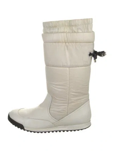 Pre-owned Gucci Leather Leather Trim Embellishment Boots In White