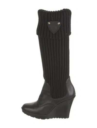 Pre-owned Gucci Leather Leather Trim Embellishment Sock Boots In Black