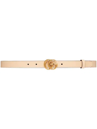 Gucci Leather Light Beige Belt With Double G Buckle In Animal Print