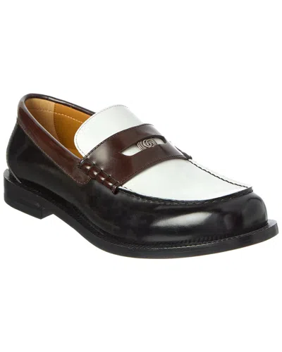 Gucci Leather Loafer In Silver