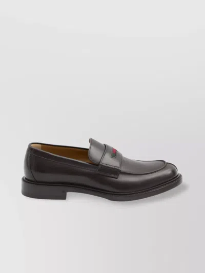 GUCCI LEATHER LOAFER WEB DETAIL