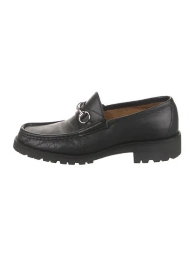 Pre-owned Gucci Leather Loafers In Black