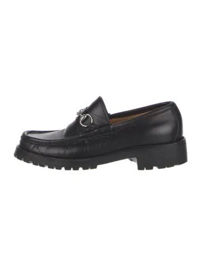 Pre-owned Gucci Leather Loafers In Black