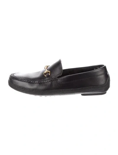 Pre-owned Gucci Leather Loafers In Black