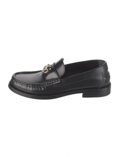 Pre-owned Gucci Leather Loafers In Black