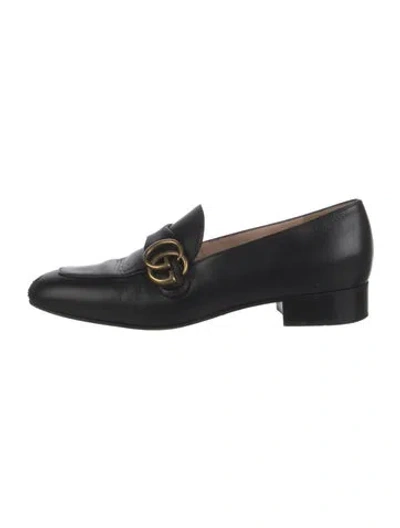 Pre-owned Gucci Leather Loafers In Black