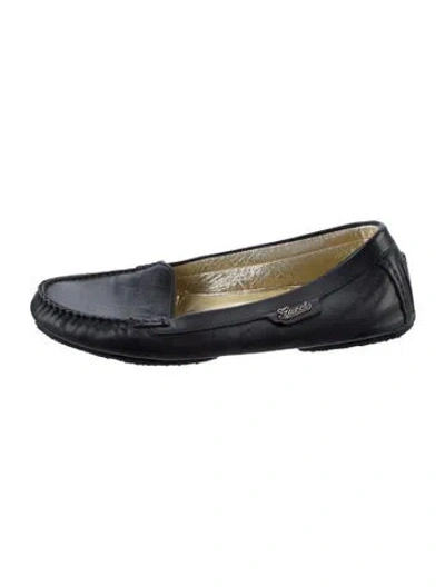 Pre-owned Gucci Leather Loafers In Blue