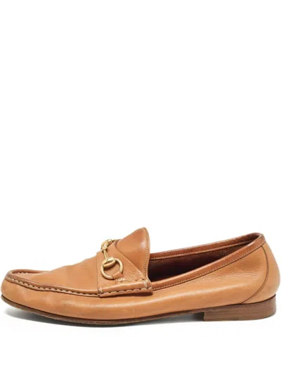 Pre-owned Gucci Leather Loafers In Brown