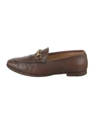 Pre-owned Gucci Leather Loafers In Brown