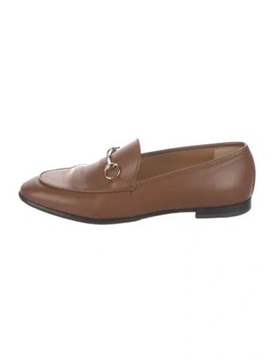 Pre-owned Gucci Leather Loafers In Brown