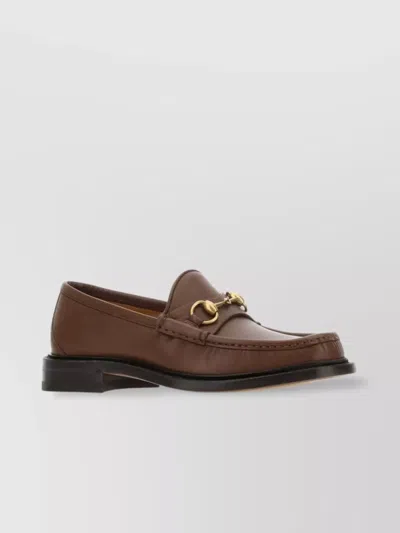 Gucci Horsebit Leather Loafers In Brown