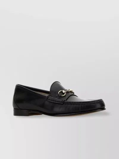 Gucci Leather Loafers Featuring Metallic Detail In Black
