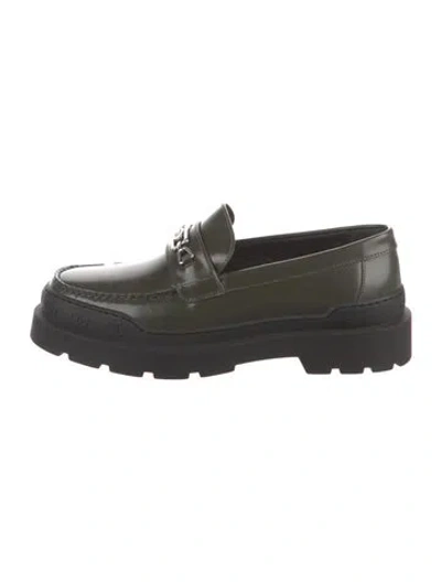 Pre-owned Gucci Leather Loafers In Green