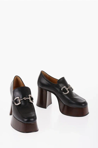 Gucci Leather Loafers With Clamps Heel 10 Cm