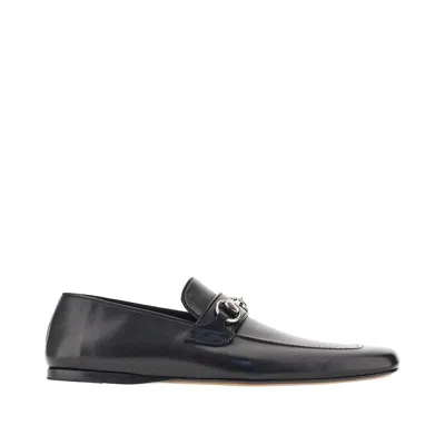 Gucci Leather Loafers With Metal Horsebit In Black