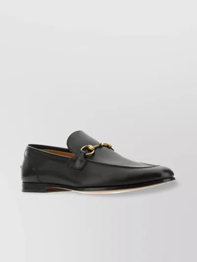 Gucci Leather Loafers With Horsebit Detail And Round Toe In Black
