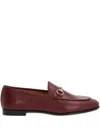 Gucci Almond Toe Leather Loafers With Metallic Hardware In Burgundy