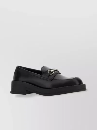 GUCCI LEATHER LOAFERS WITH LOW BLOCK HEEL