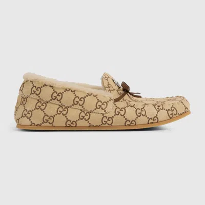 GUCCI GUCCI LEATHER LOAFERS WITH MERINO WOOL