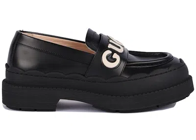 Pre-owned Gucci Leather Loafers (women's) Sneakers In Black/white