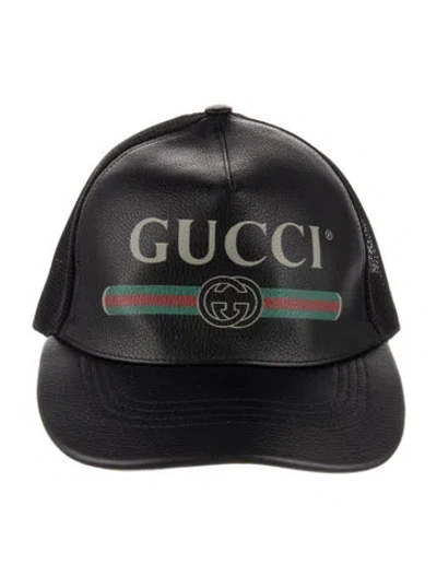 Pre-owned Gucci Leather Logo Baseball Cap In Multi