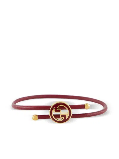 GUCCI LEATHER LOGO BRACELET
