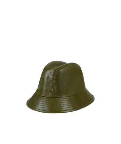 Gucci Leather Logo-plaque Bucket Hat In Green