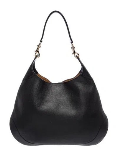 Pre-owned Gucci Leather Maxi B Hobo Rosso In Black