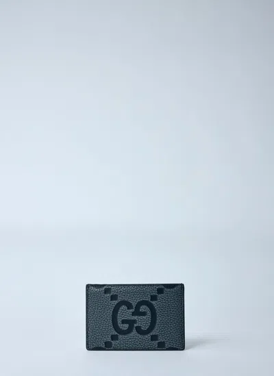 Gucci Leather Maxi Gg Cardholder In Black