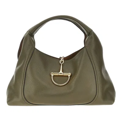 Gucci Leather Maxi ' Softbit' Shoulder Bag In Green