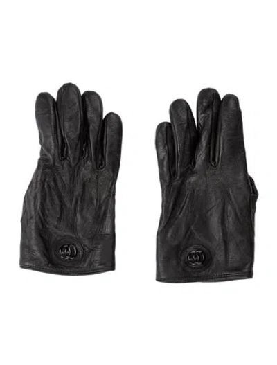Pre-owned Gucci Leather Men's Gloves In Black