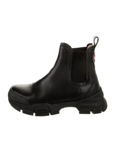 Pre-owned Gucci Leather Mesh Accents Chelsea Boots In Black