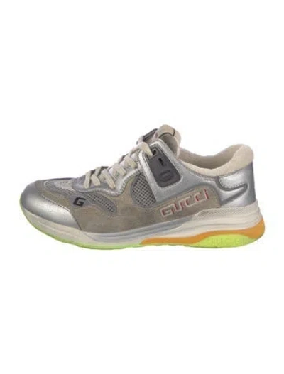 Pre-owned Gucci Leather Mesh Accents Sneakers In Gray