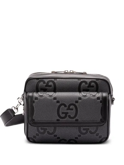 Gucci Leather Messenger Bag In 灰色