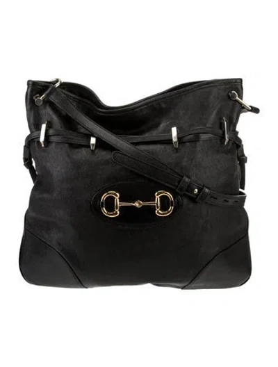 Pre-owned Gucci Leather Messenger Bag In Black