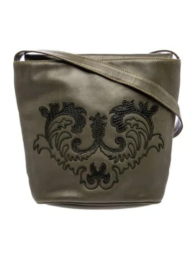 Pre-owned Gucci Leather Messenger Bag Vintage In Green