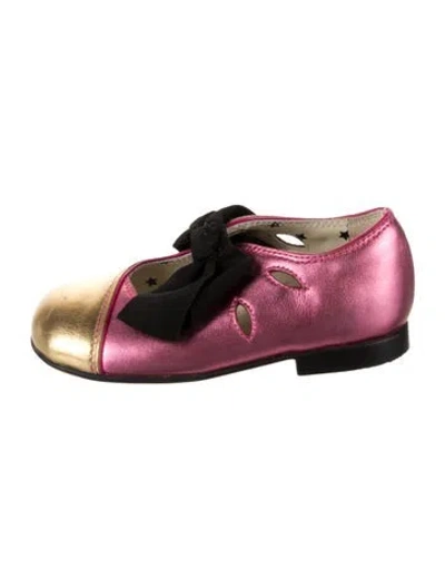 Pre-owned Gucci Babies' Leather Metallic Shoes In Gold