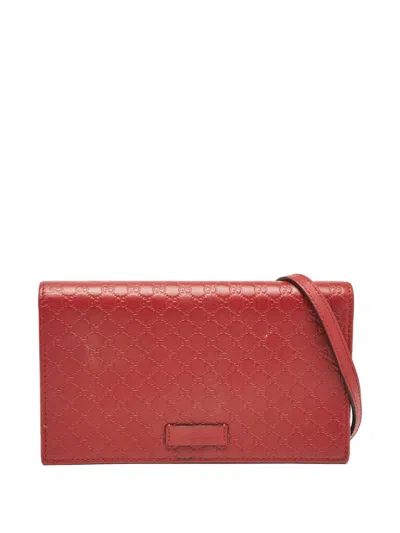 Pre-owned Gucci Leather Microssima-pattern Wallet