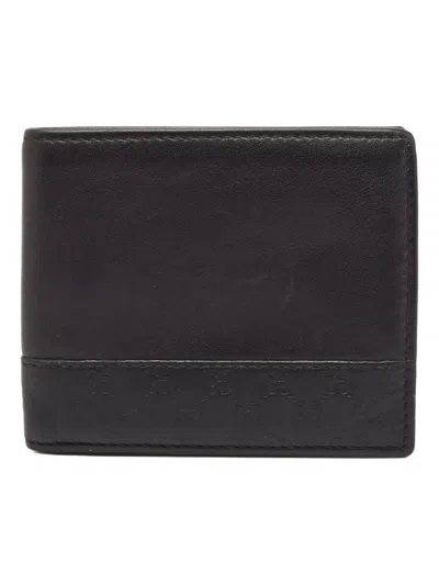 Pre-owned Gucci Leather Microssima Wallet In Black