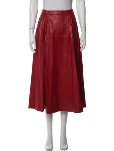 Pre-owned Gucci Leather Midi Length Skirt In Red