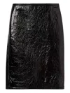 Gucci Glossy Leather Midi Skirt With Side Slit In Black